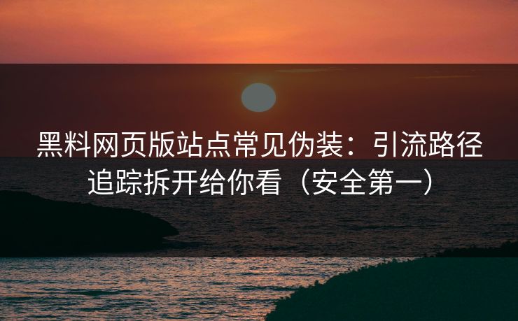 黑料网页版站点常见伪装：引流路径追踪拆开给你看（安全第一）