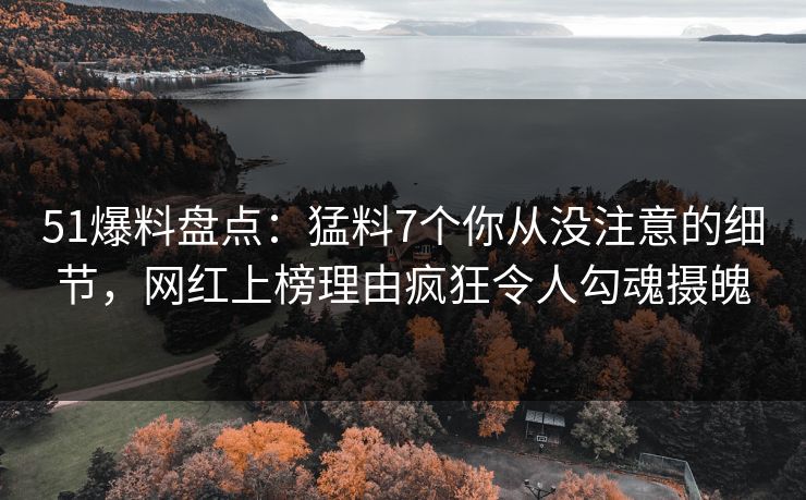 51爆料盘点:猛料7个你从没注意的细节,网红上榜理由疯狂令人勾魂摄魄 51爆料盘点:猛料7个你从没注意的细节,网红上榜理由疯狂令人勾魂摄魄