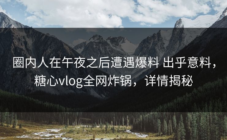 圈内人在午夜之后遭遇爆料 出乎意料,糖心vlog全网炸锅,详情揭秘