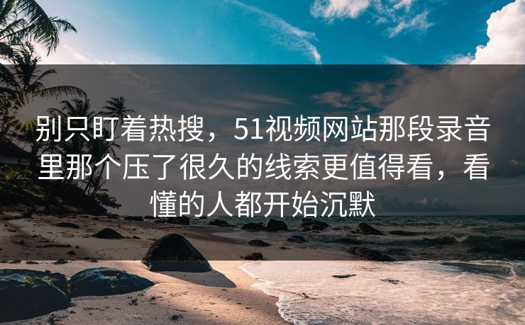 别只盯着热搜，51视频网站那段录音里那个压了很久的线索更值得看，看懂的人都开始沉默