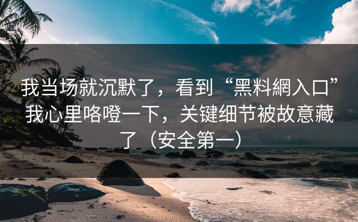 我当场就沉默了,看到“黑料網入口”我心里咯噔一下,关键细节被故意藏了(安全第一) 我当场就沉默了,看到“黑料網入口”我心里咯噔一下,关键细节被故意藏了(安全第一)