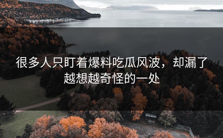 很多人只盯着爆料吃瓜风波，却漏了越想越奇怪的一处